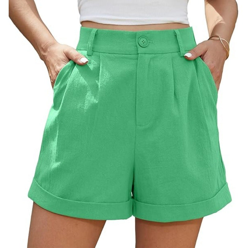 Pleated Zipper High Waist Shorts